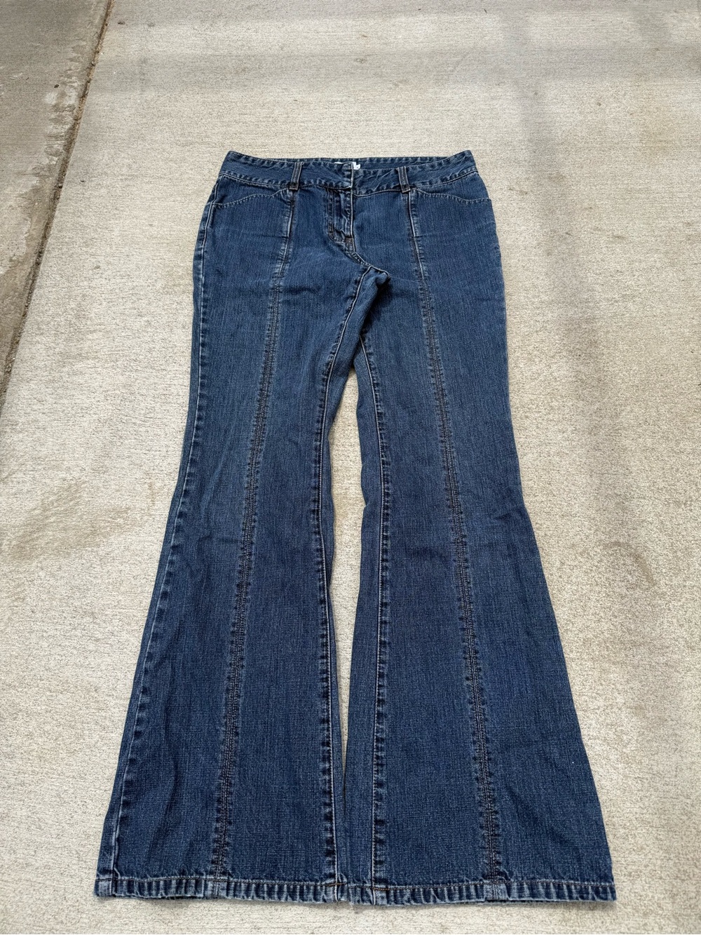 Calvin Klein Dark Blue Flare Jeans with Vertical Seams